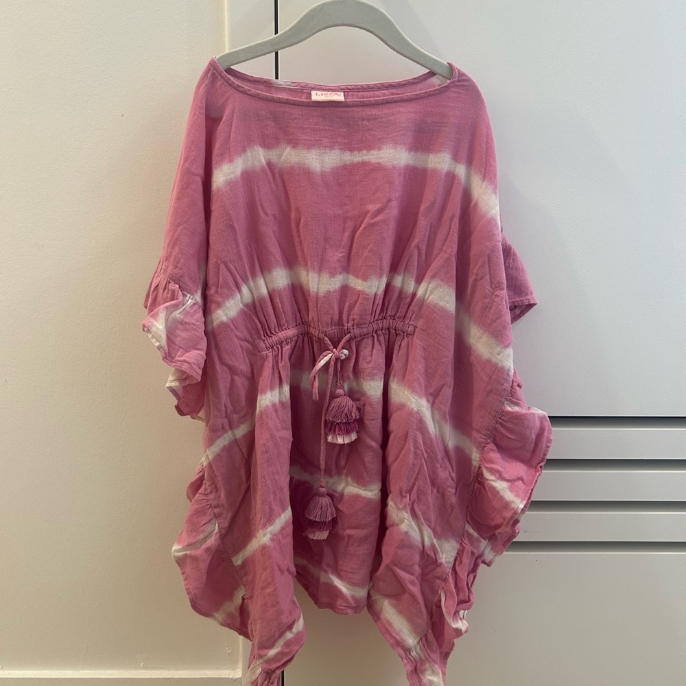 Lison Paris Girls Size 10/12 Pink Tie-Dye Girls Swim Coverup